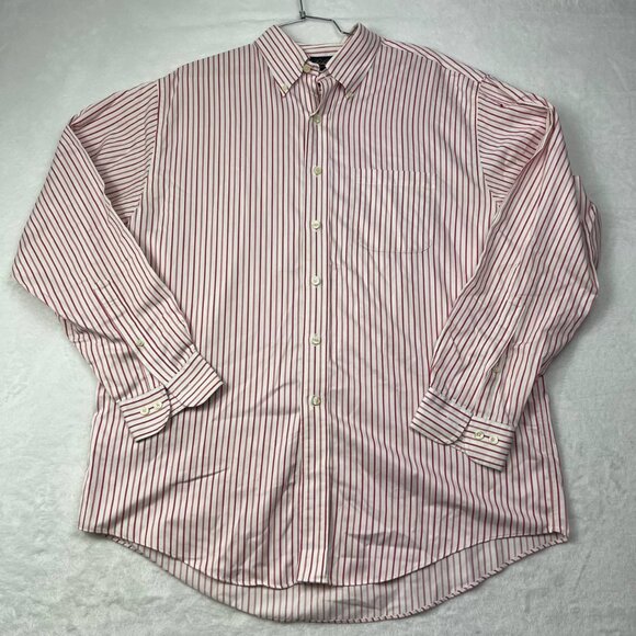 Brooks Brothers Shirt Men Large Red Striped Long‎ Sleeve Button Down Cotton L - Picture 1 of 7